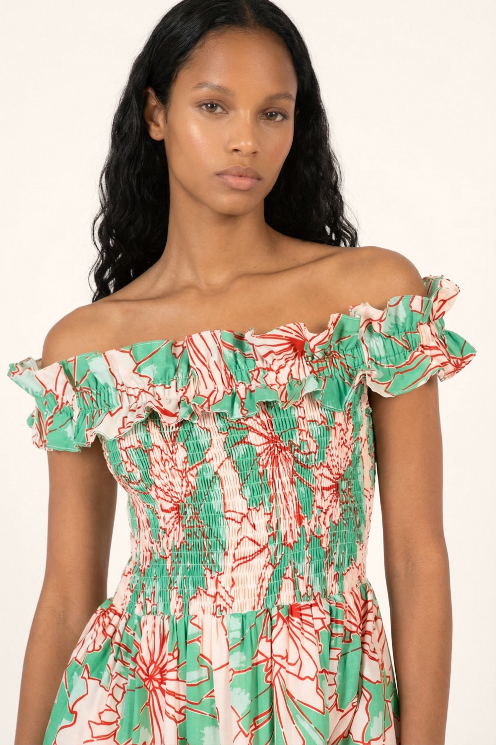 Long Dress Suzanne - Green Petal - Poupette St Barth