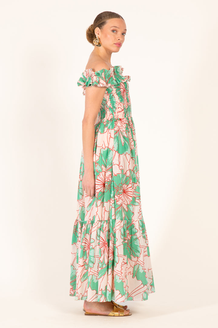 Long Dress Suzanne - Green Petal - Poupette St Barth