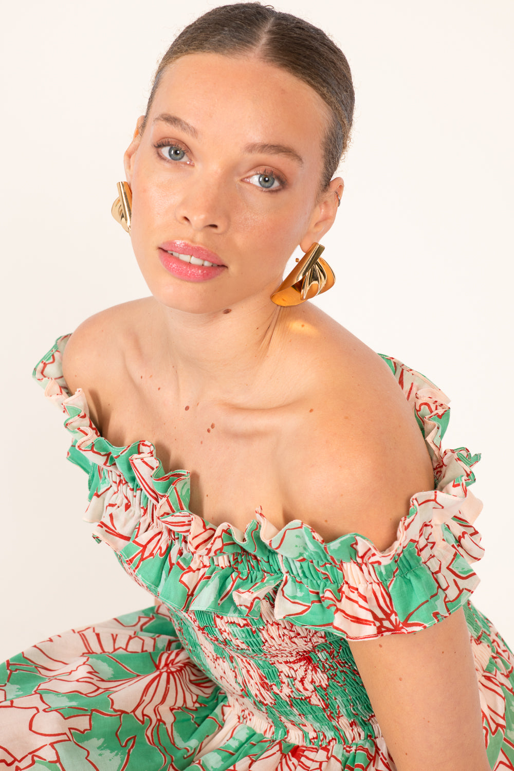 Long Dress Suzanne - Green Petal - Poupette St Barth