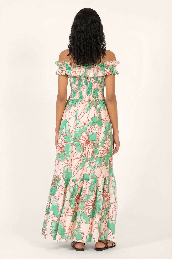 Long Dress Suzanne - Green Petal - Poupette St Barth
