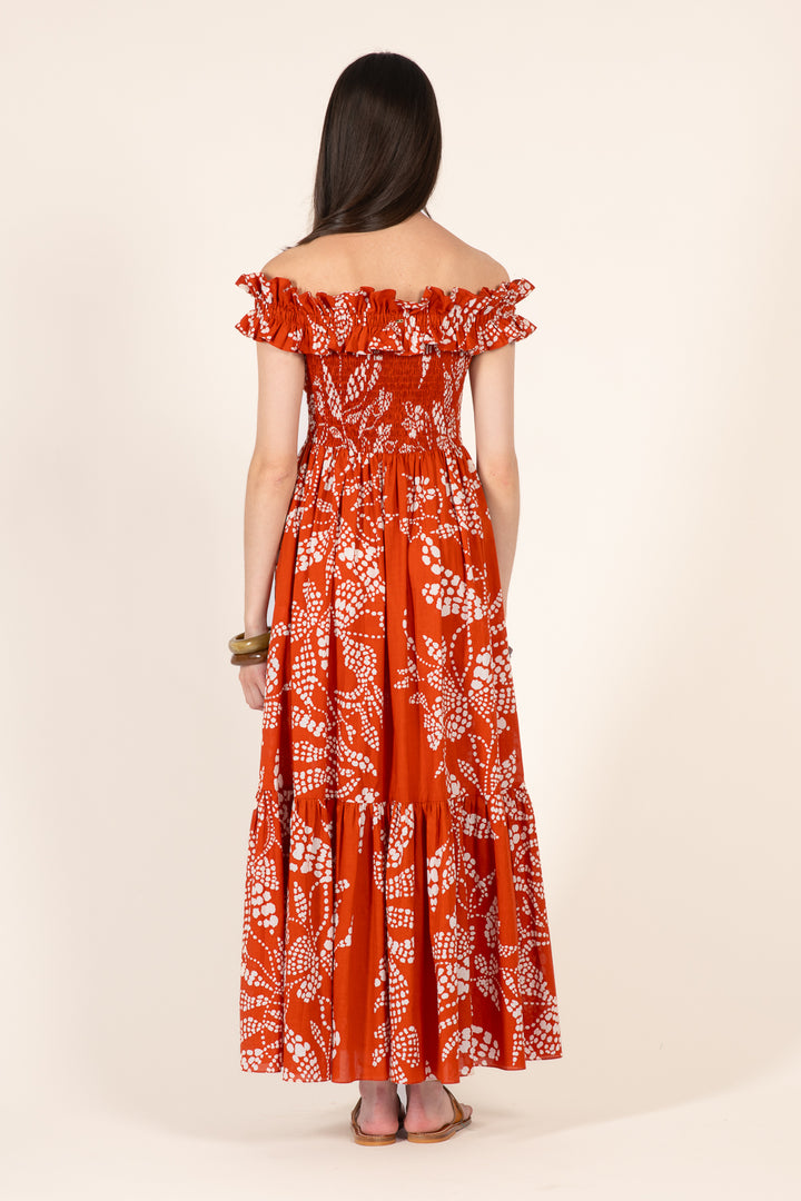 Long Dress Suzanne - Paprika Austral - Poupette St Barth