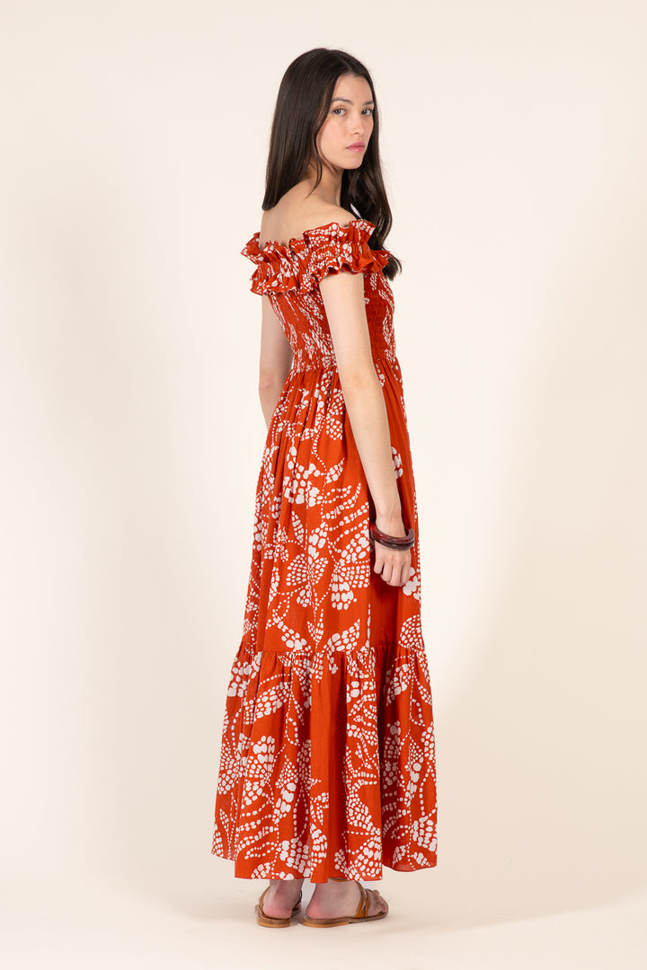 Long Dress Suzanne - Paprika Austral - Poupette St Barth