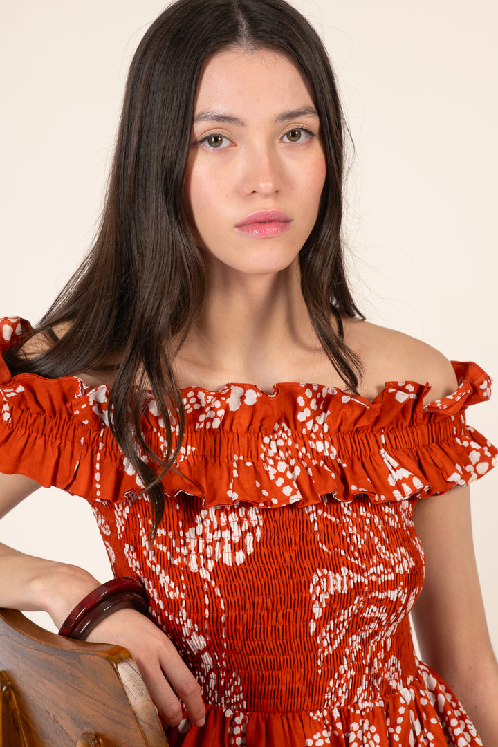 Long Dress Suzanne - Paprika Austral - Poupette St Barth