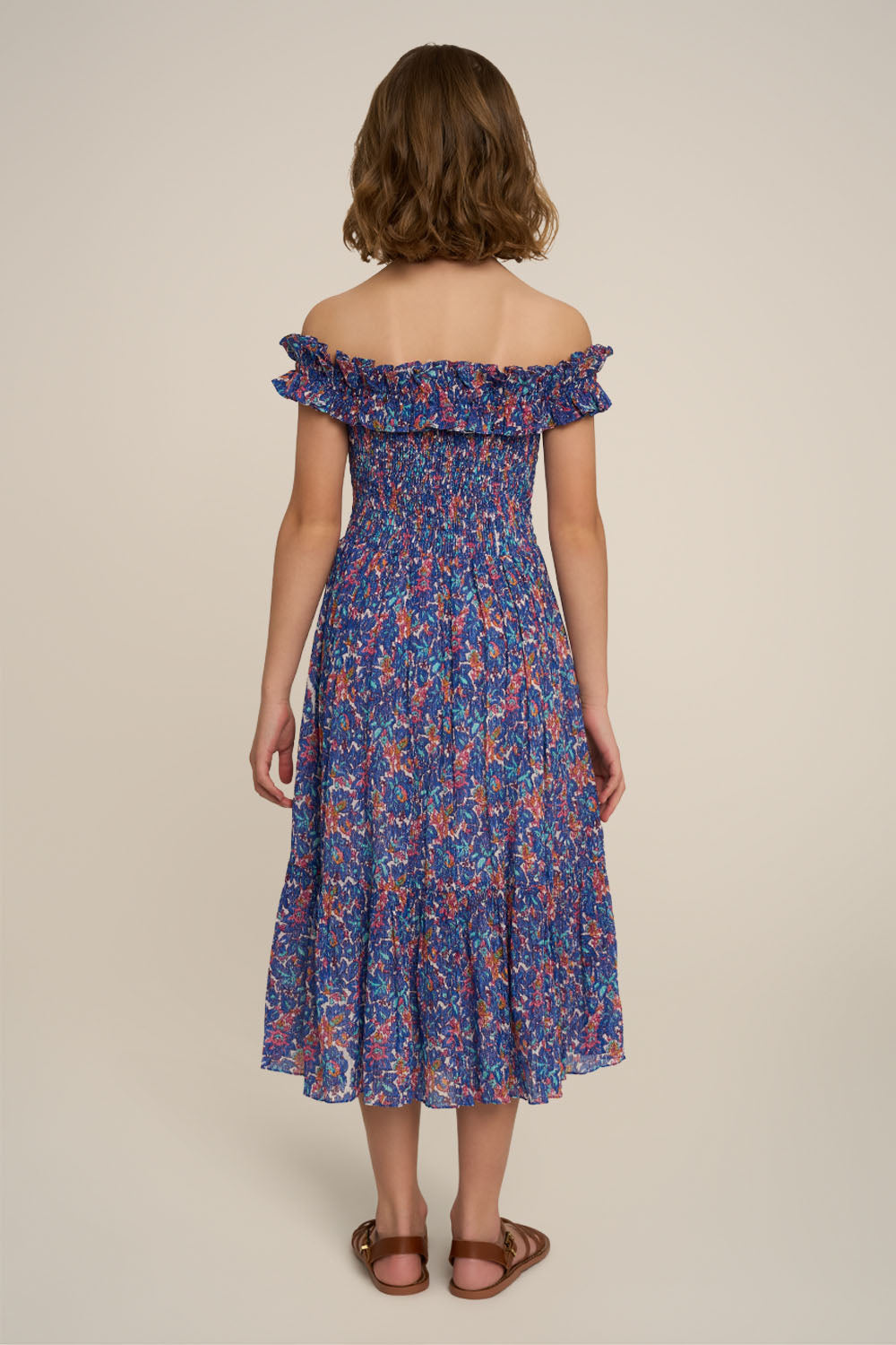 Long Dress Suzanne for girls - Blue Tiny Blooms