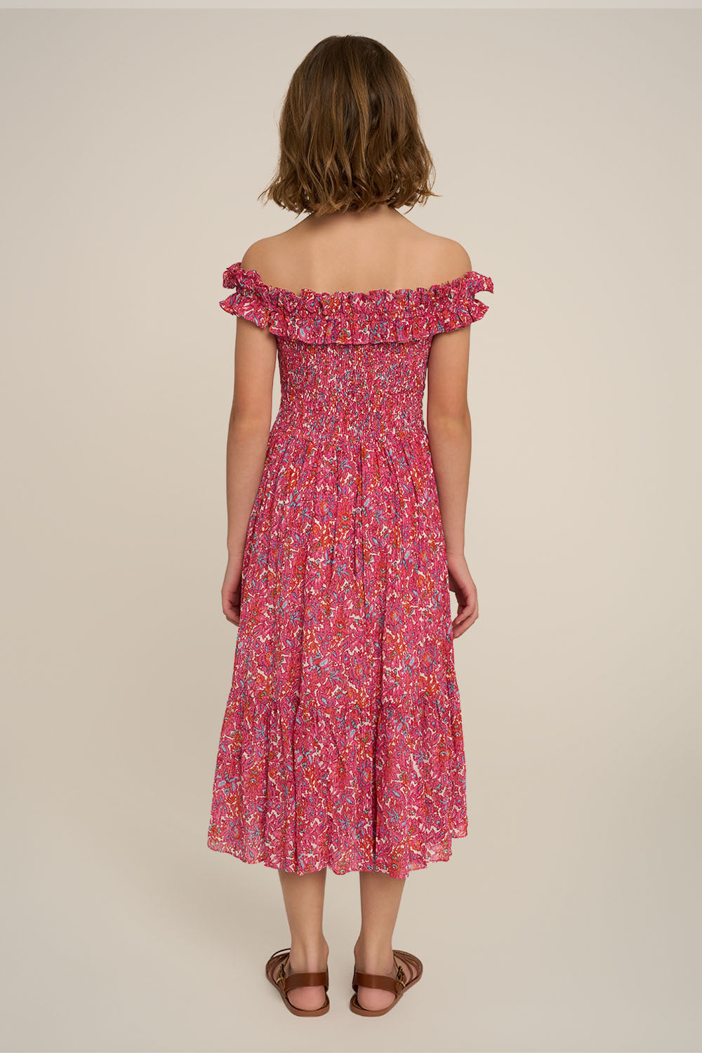 Long Dress Suzanne for girls - Pink Tiny Blooms