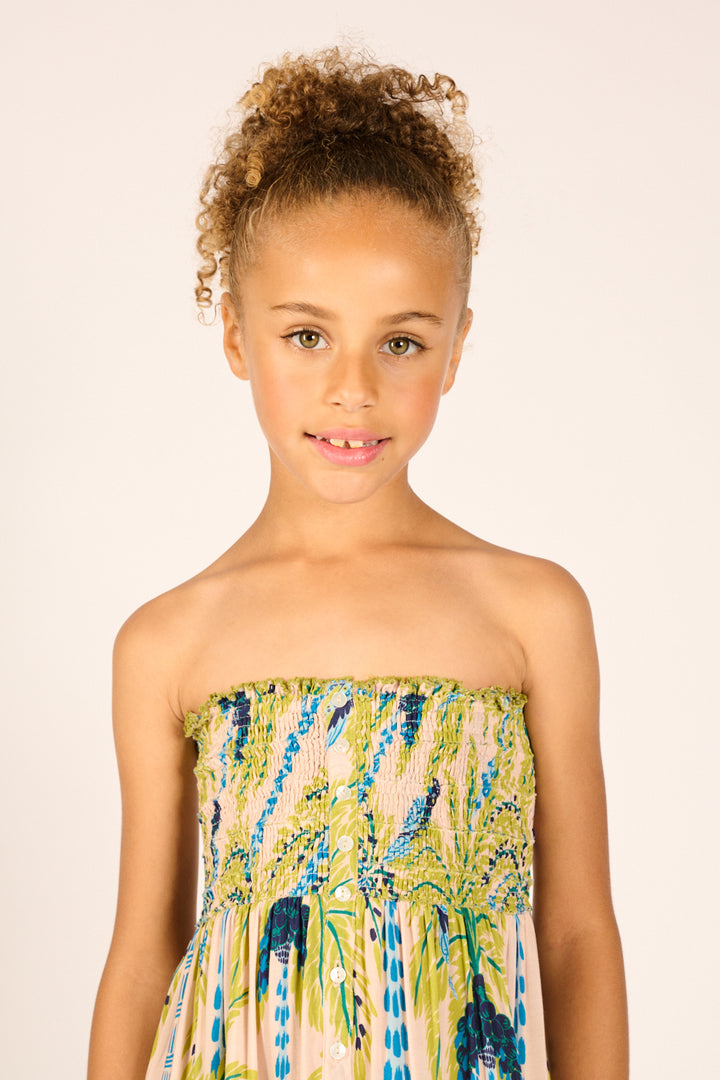 Long Dress Triny for girls - Green Mini Palmrott