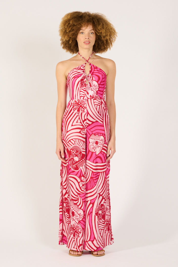 Long Jumpsuit Cilia - Pink Japonism - Poupette St Barth