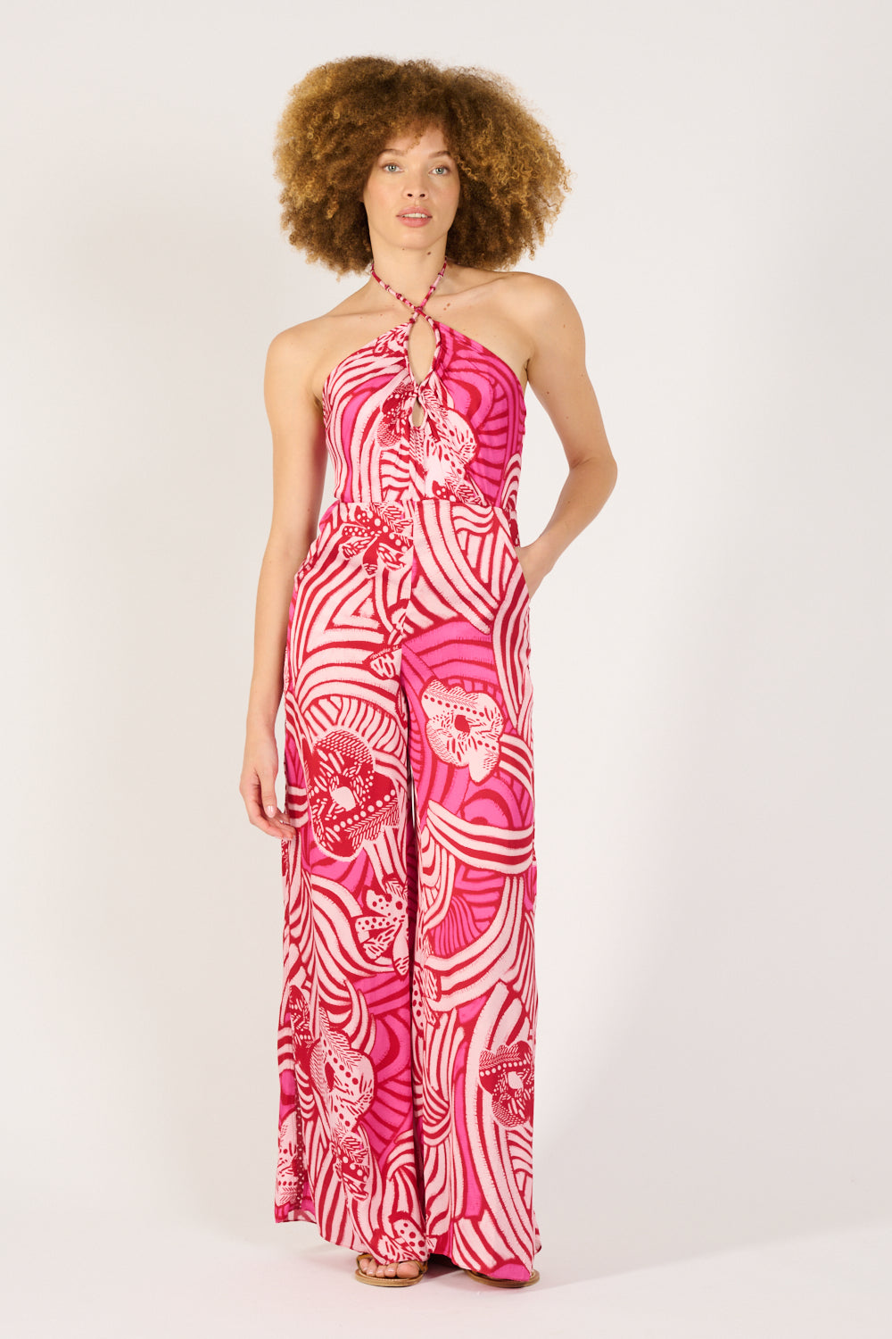 Long Jumpsuit Cilia - Pink Japonism - Poupette St Barth
