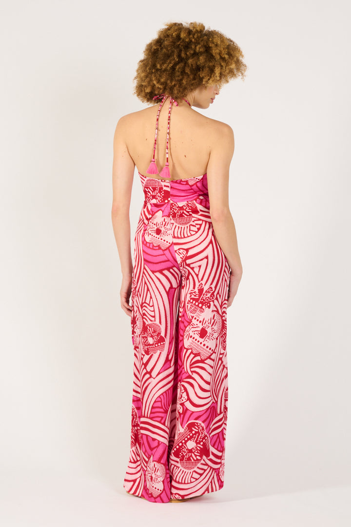 Long Jumpsuit Cilia - Pink Japonism - Poupette St Barth