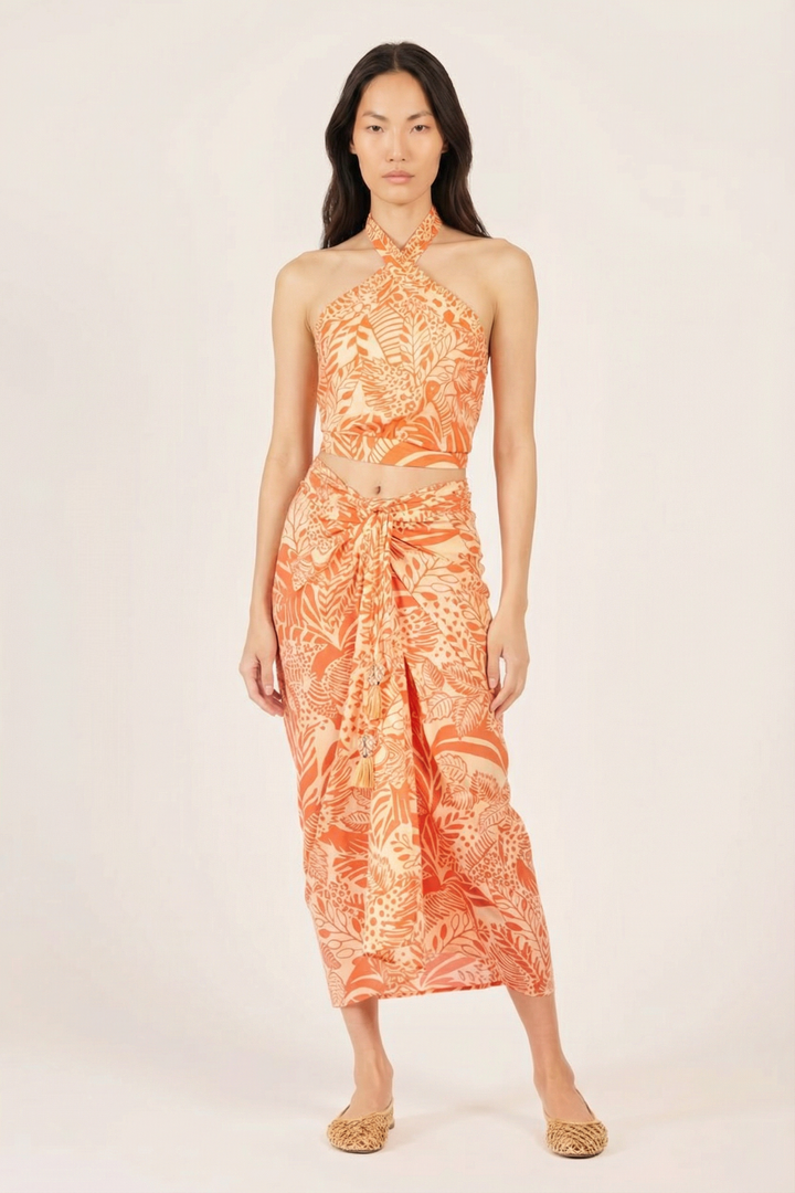 Long Skirt Uma - Orange Toucan - Poupette St Barth