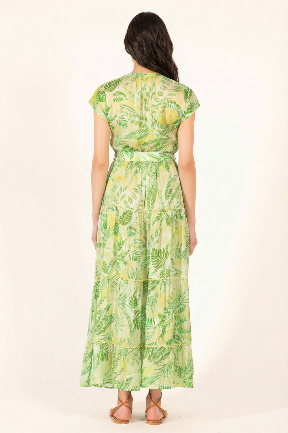 Long Dress Kora - Green Calathea - Poupette St Barth