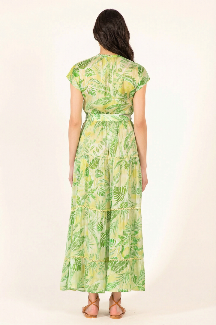 Long Dress Kora - Green Calathea - Poupette St Barth