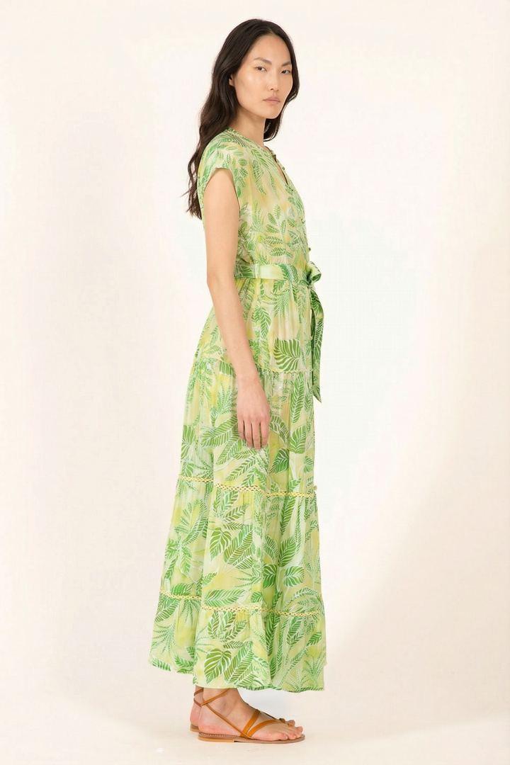 Long Dress Kora - Green Calathea - Poupette St Barth