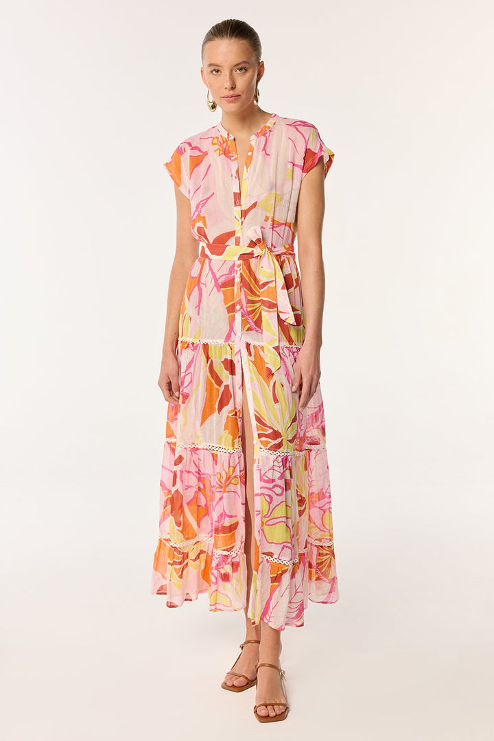 Robe Longue Kora - Pink Macro Lilium