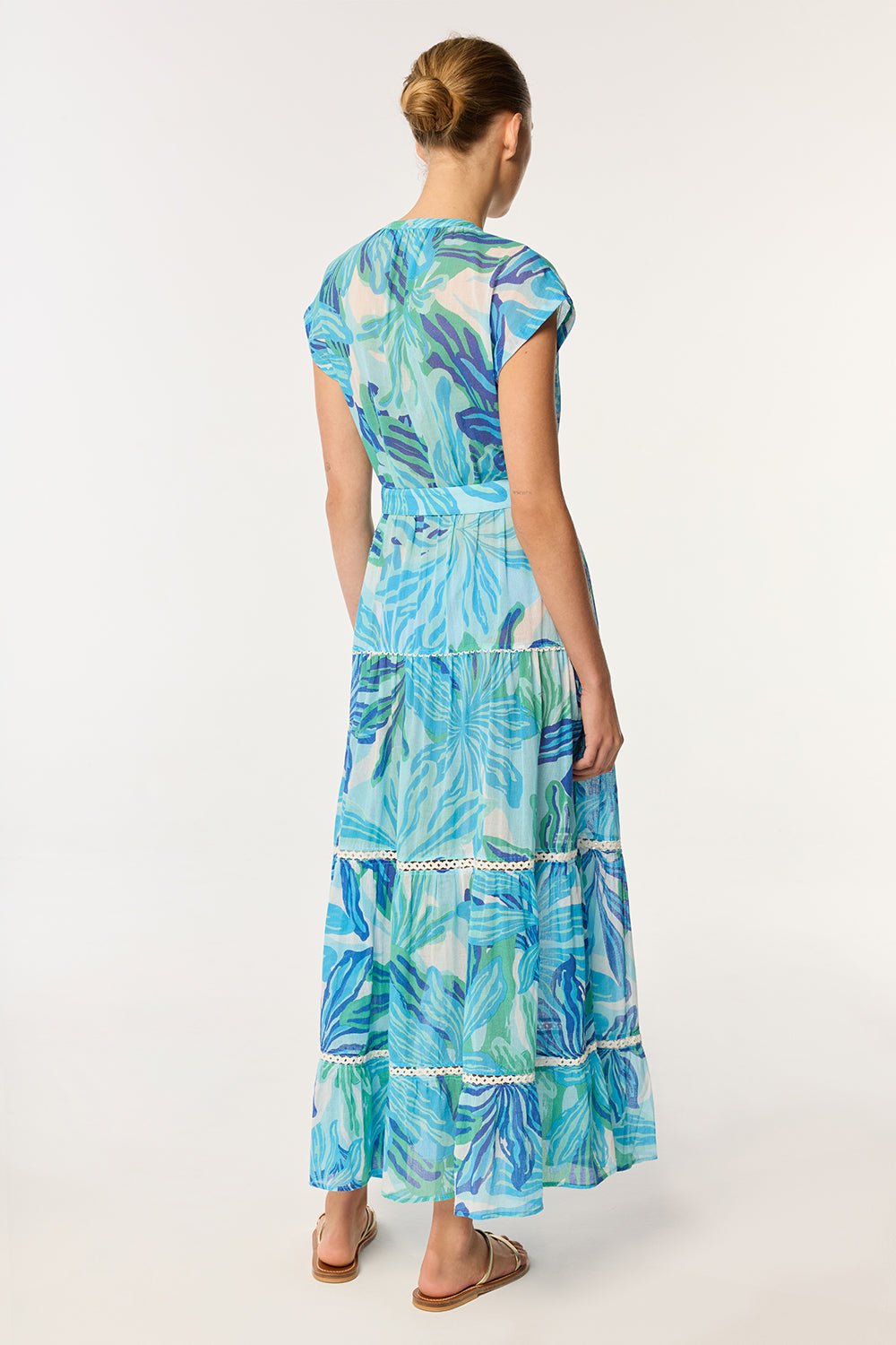 Long Dress Kora - BLUE Seaweed XS / BLUE Seaweed / COTTON SARI GAUZE Long Dress Kora - BLUE Seaweed XS / BLUE Seaweed / COTTON SARI GAUZE