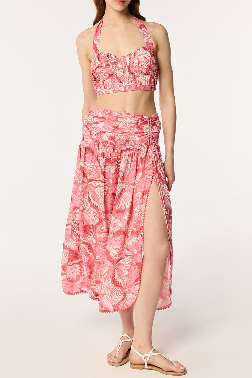 Long Skirt Carla - Pink Tiger Lily | Poupette St Barth