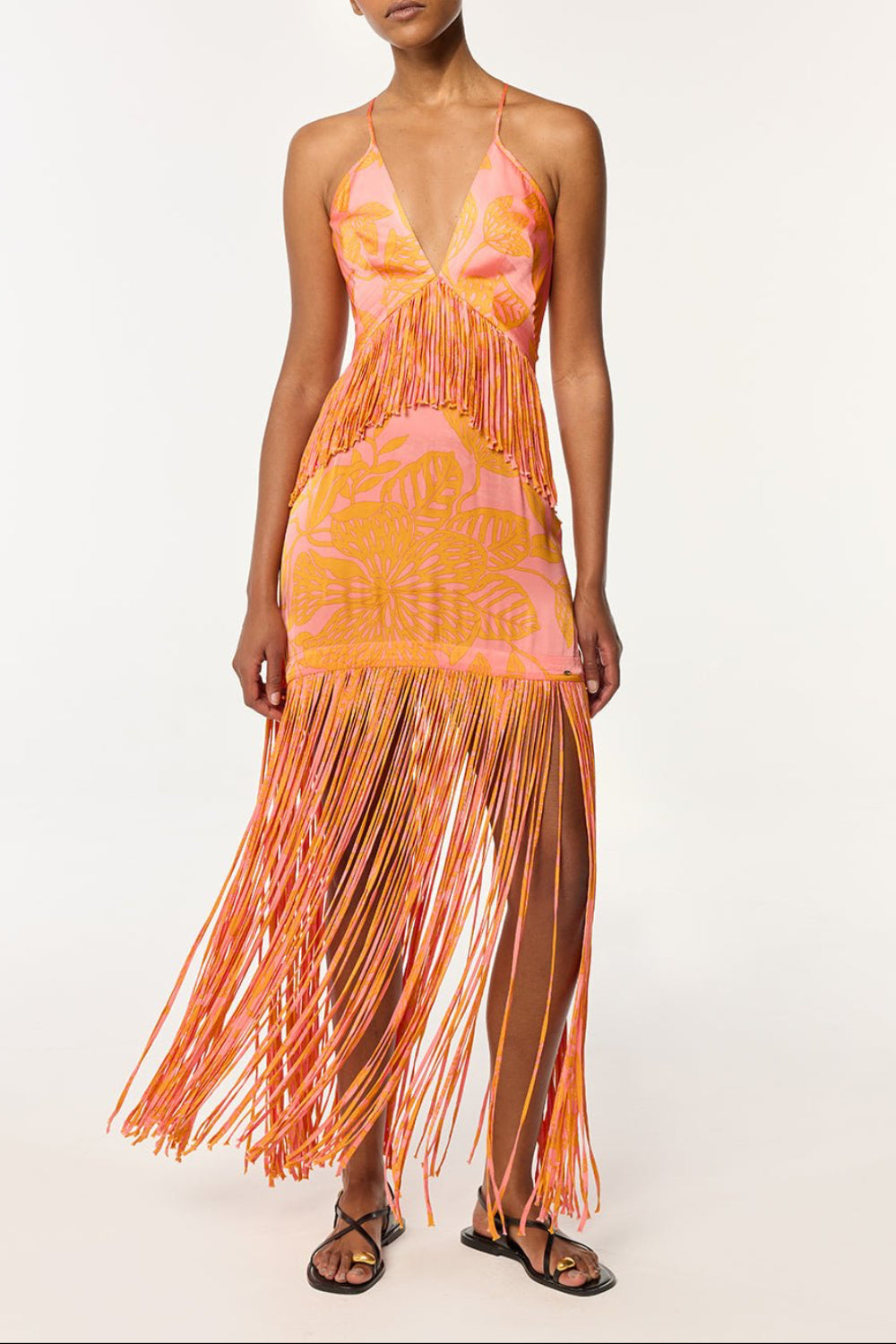 Long Dress Carmen - Pink Macro Stelis - Poupette St Barth