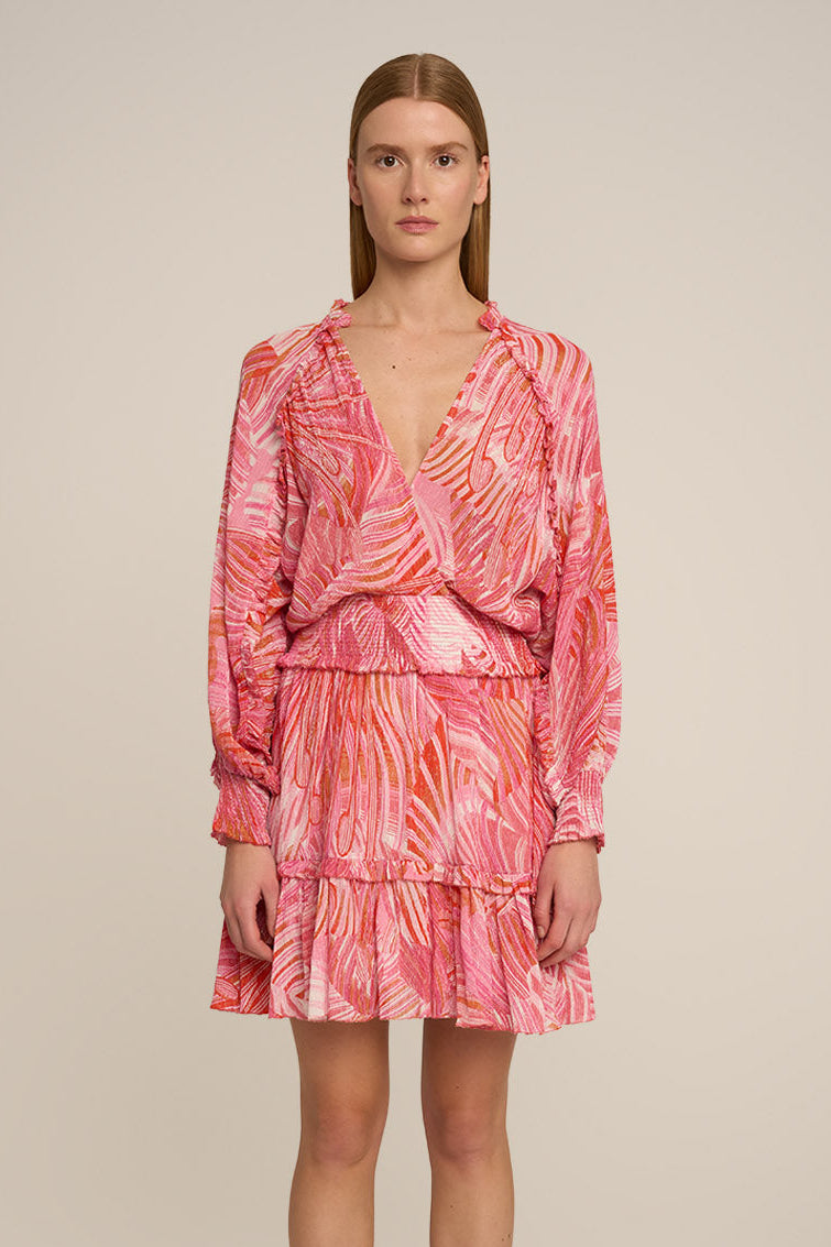 Pink Mini Dress Alua by Poupette St Barth, front view showing the stylish mini length and feminine design.