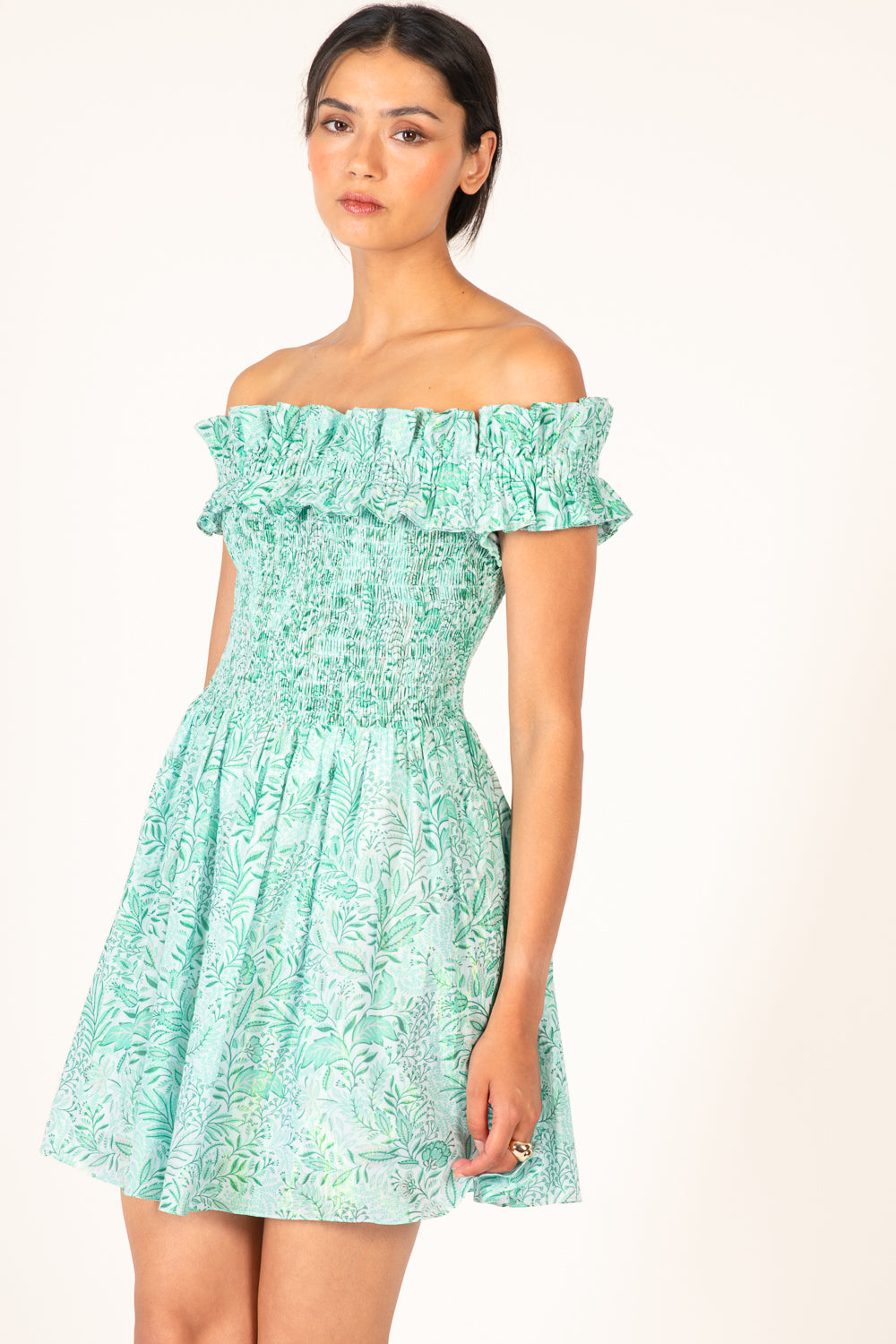 Mini Dress Amber - Green Palmarosa - Poupette St Barth