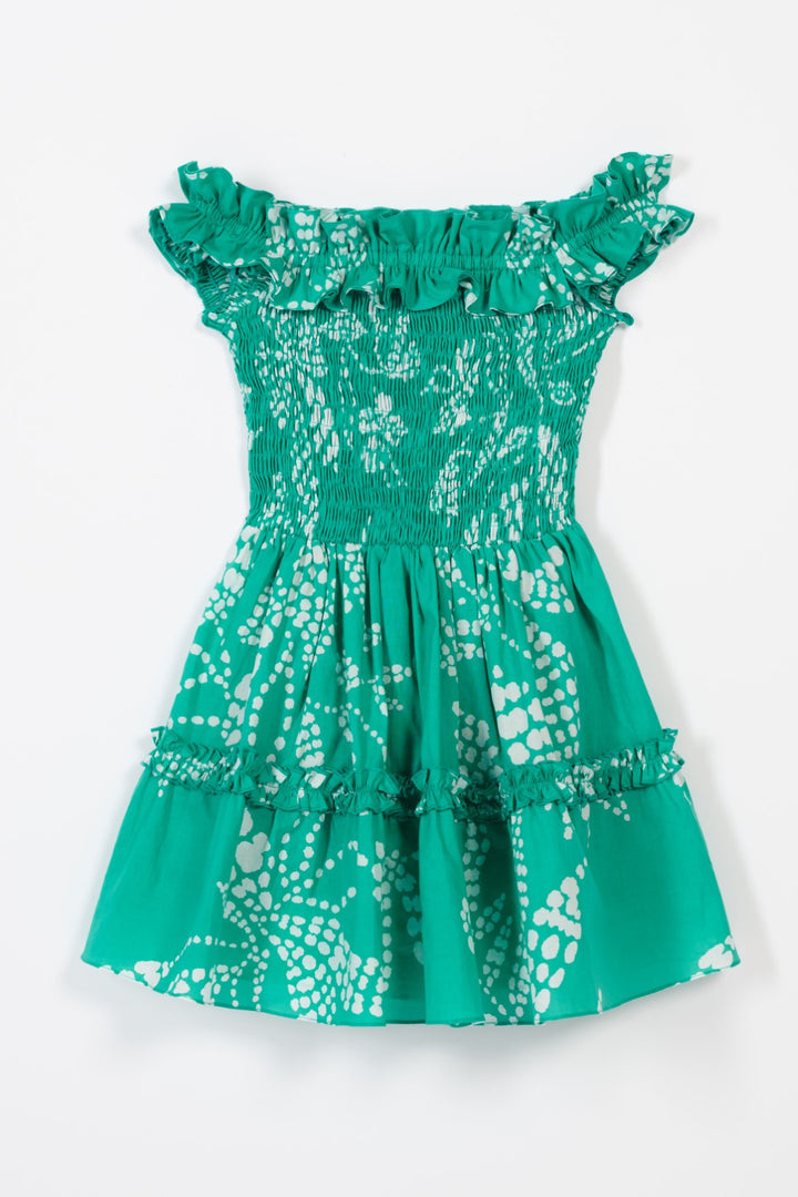 Mini Dress Amber for girls - Mint Austral - Poupette St Barth