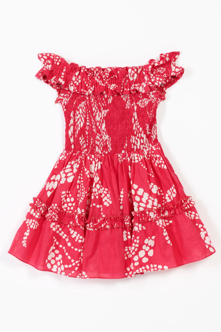 Mini Dress Amber for girls - Pink Austral - Poupette St Barth
