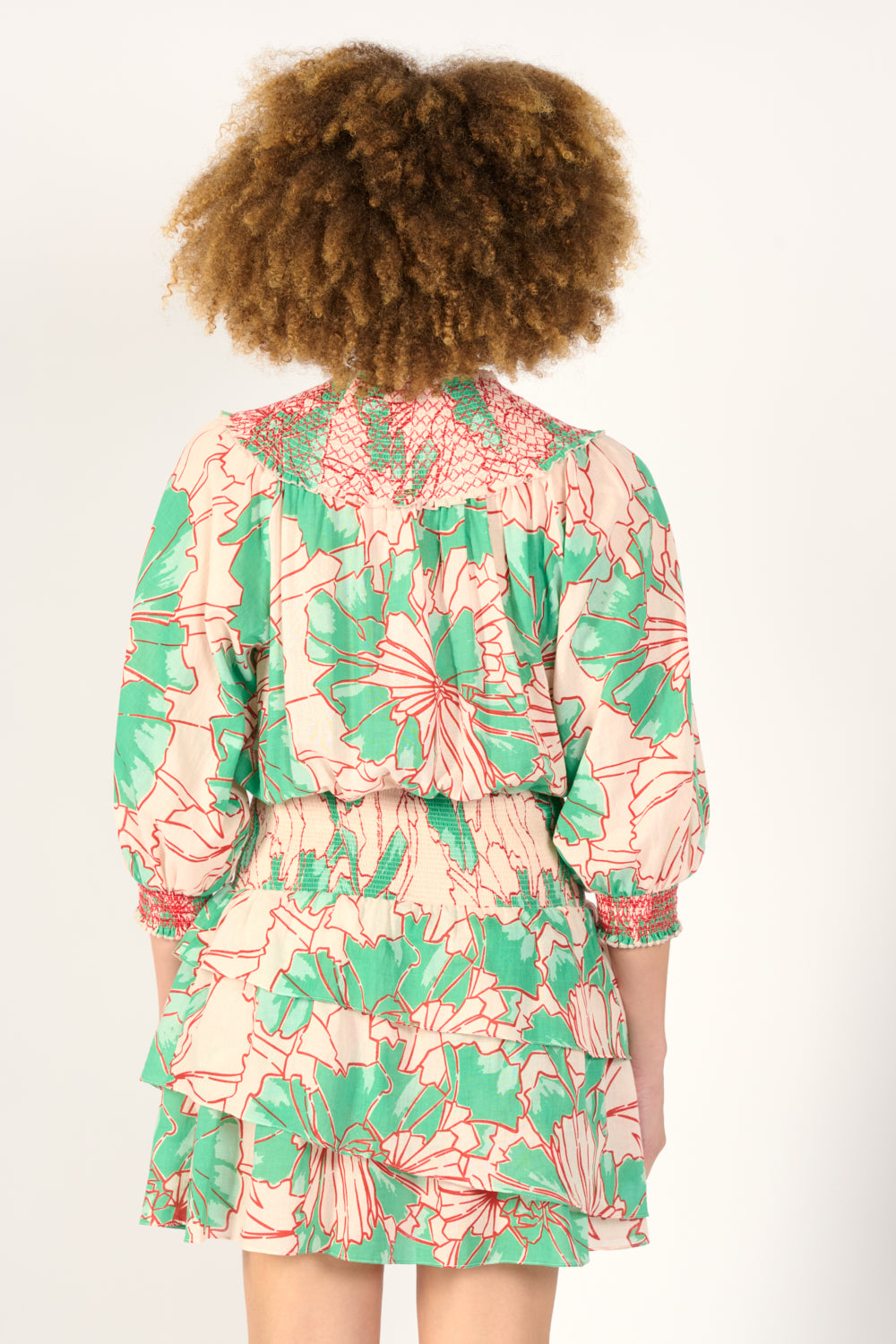 Mini Dress Anna - Green Petal - Poupette St Barth