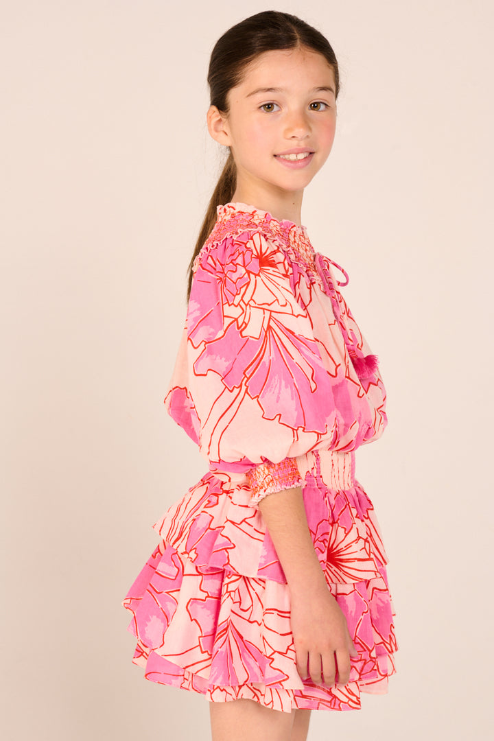 Mini Dress Anna for girls - Pink Petal - Poupette St Barth