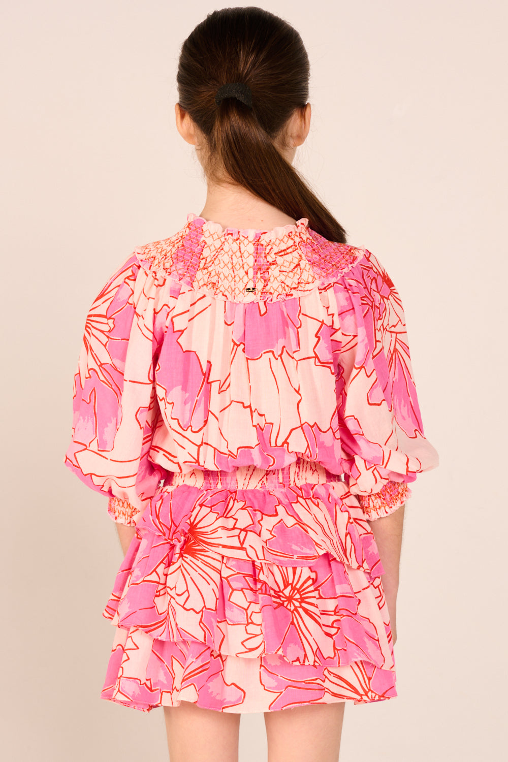 Mini Dress Anna for girls - Pink Petal - Poupette St Barth