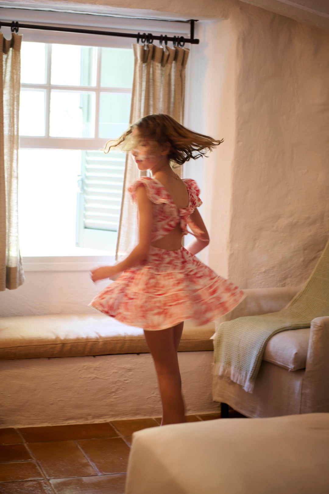 Mini Dress Antea for girls - Orange Sumi