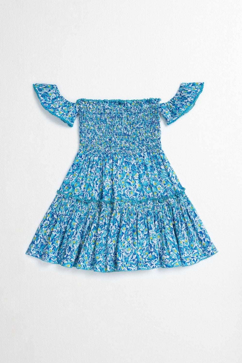 Kids Mini Dress Aurora - Blue Ocean Flowers - Poupette St Barth