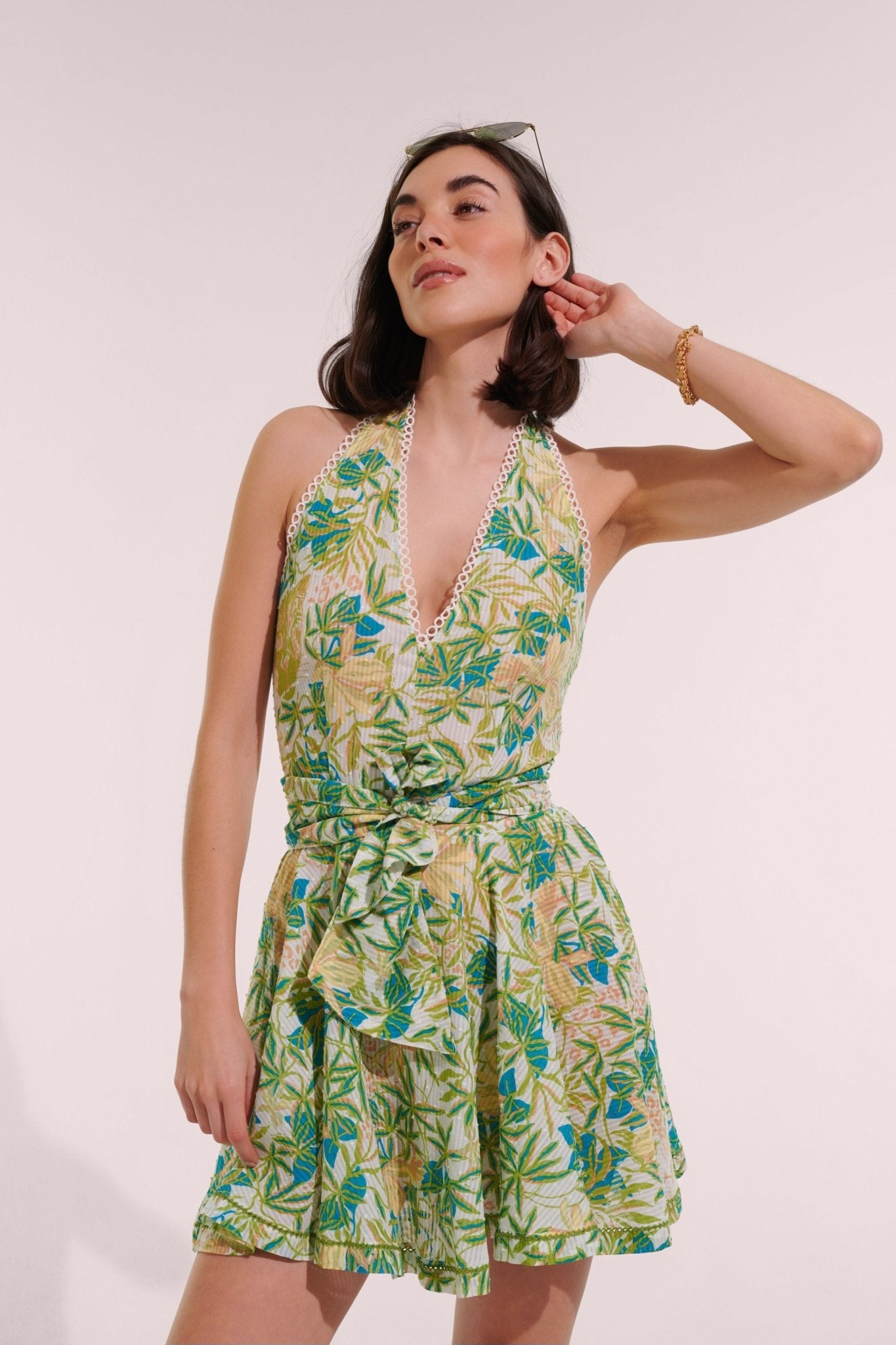 Mini Dress Beth - Green Orchid | Spring Collection | Poupette St Barth