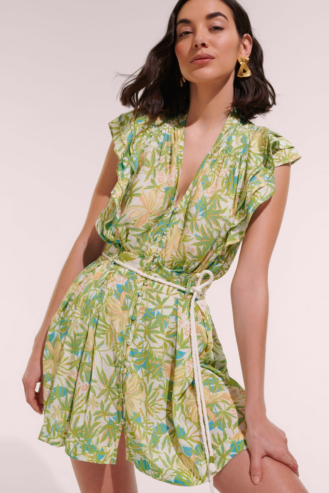 Mini Dress Bice - Green Orchid | Spring Collection | Poupette St Barth M / Green Orchid / VISCOSE Mini Dress Bice - Green Orchid | Spring Collection | Poupette St Barth M / Green Orchid / VISCOSE