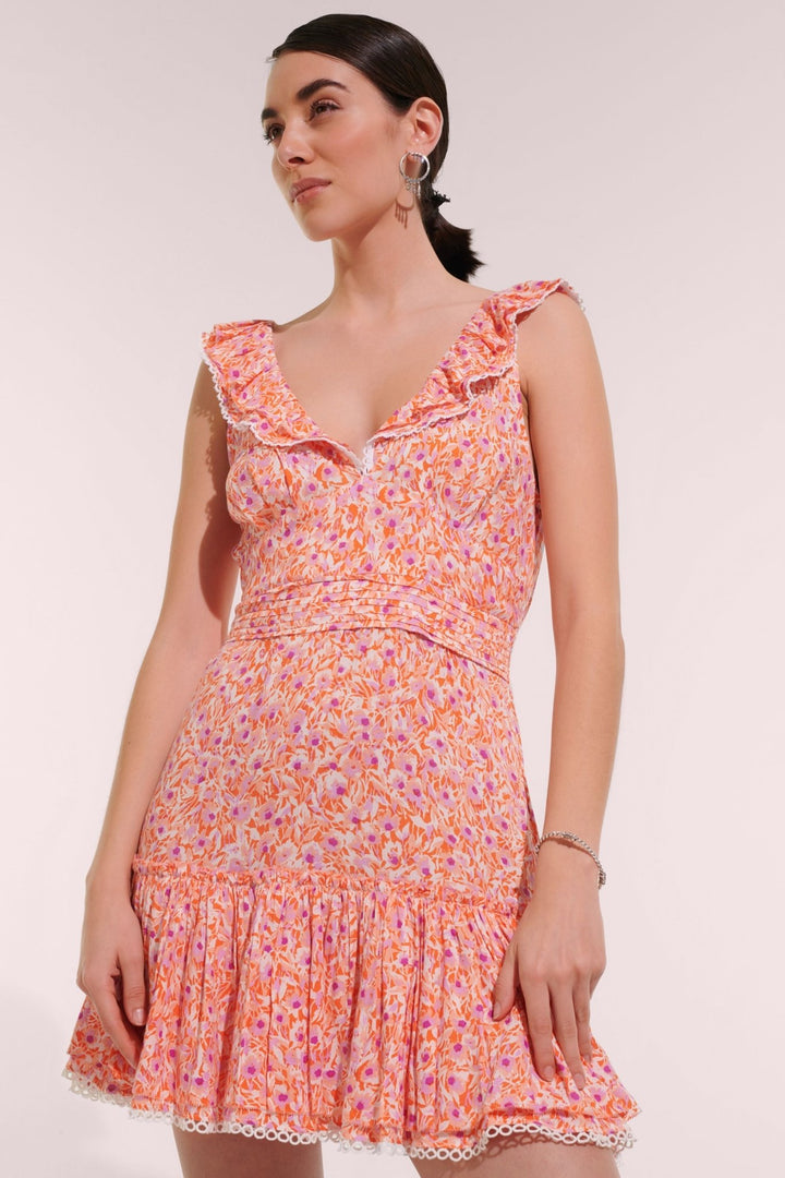 Robe Courte Bruna - Orange Ocean Flowers