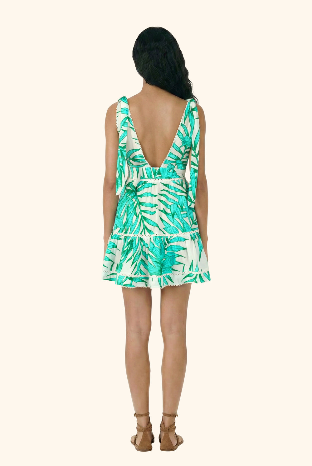 Mini Dress Cara - Green Palm Leaf - Poupette St Barth