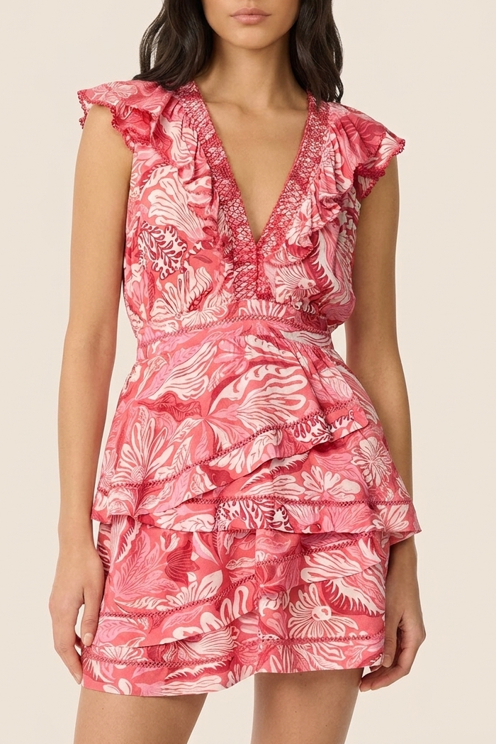 Mini Dress Carol - Pink Tiger Lily
