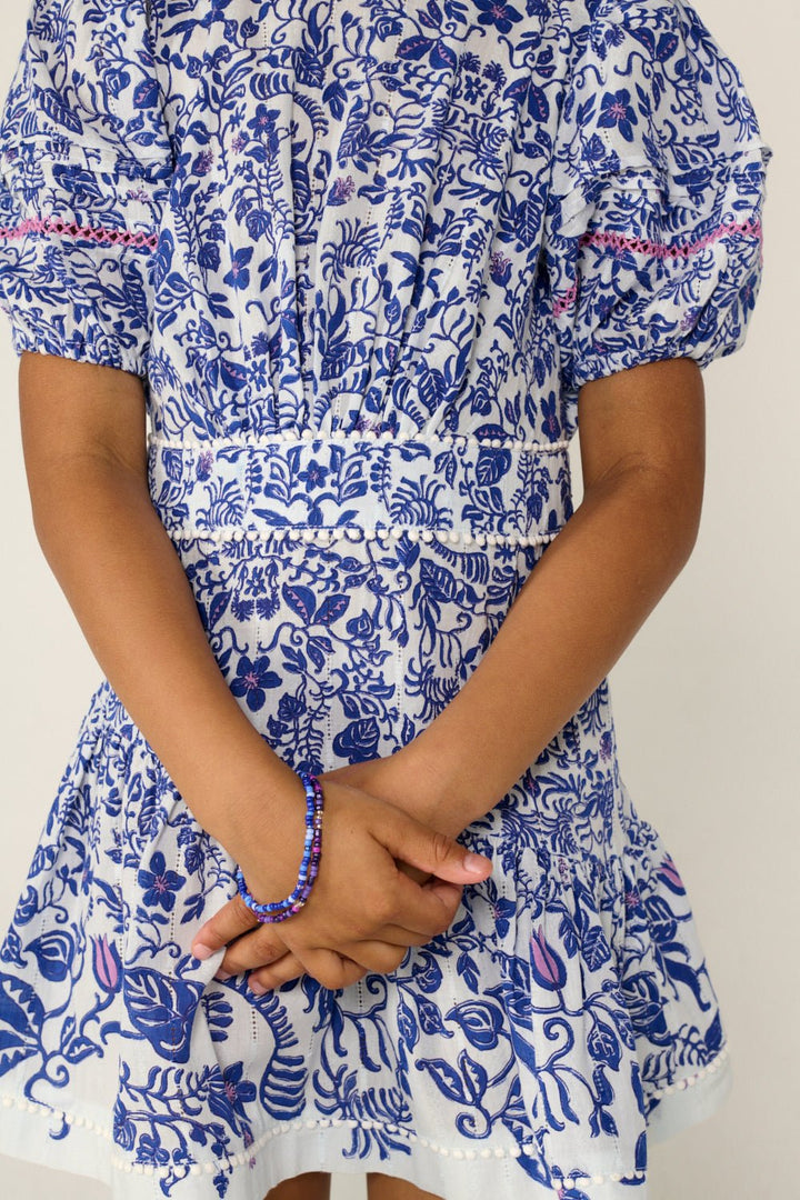 Robe Courte Chantal pour fille - Blue Tiare