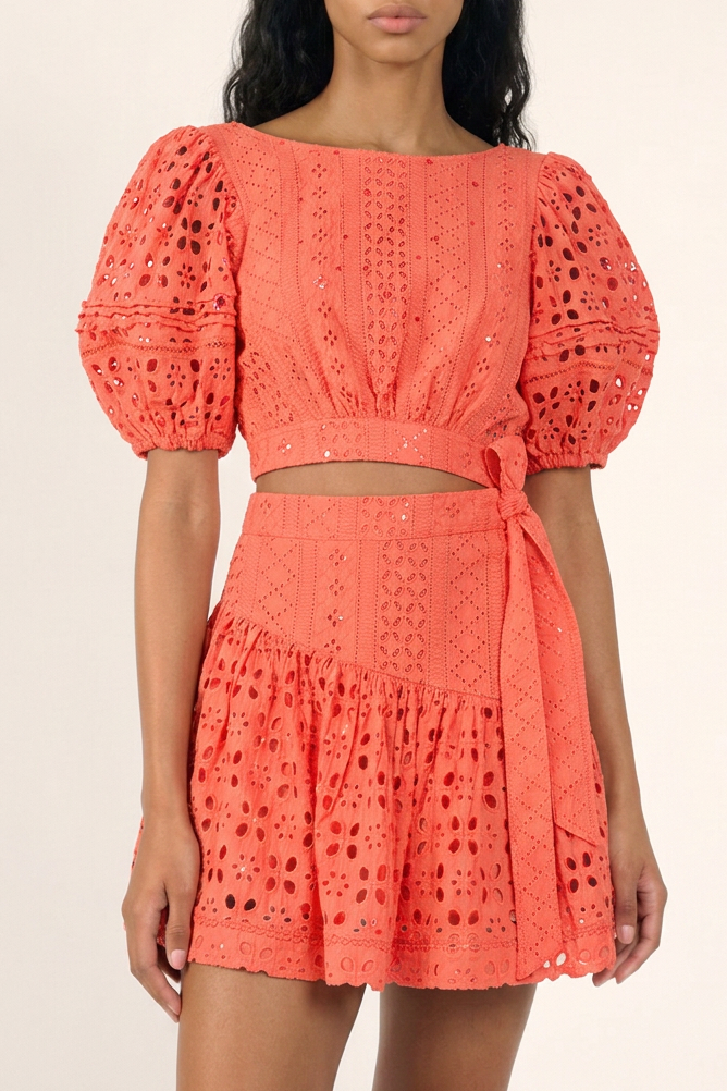 Coral mini dress – Mini Dress Chantal by Poupette St Barth, front view