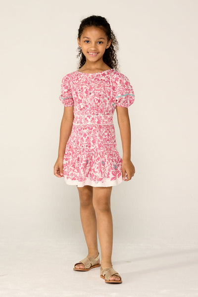 Mini Dress Chantal for girls - Pink Tiare|Resort Collection