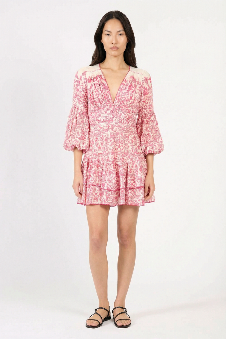 Mini Dress Chiara - Pink Tiare - Poupette St Barth