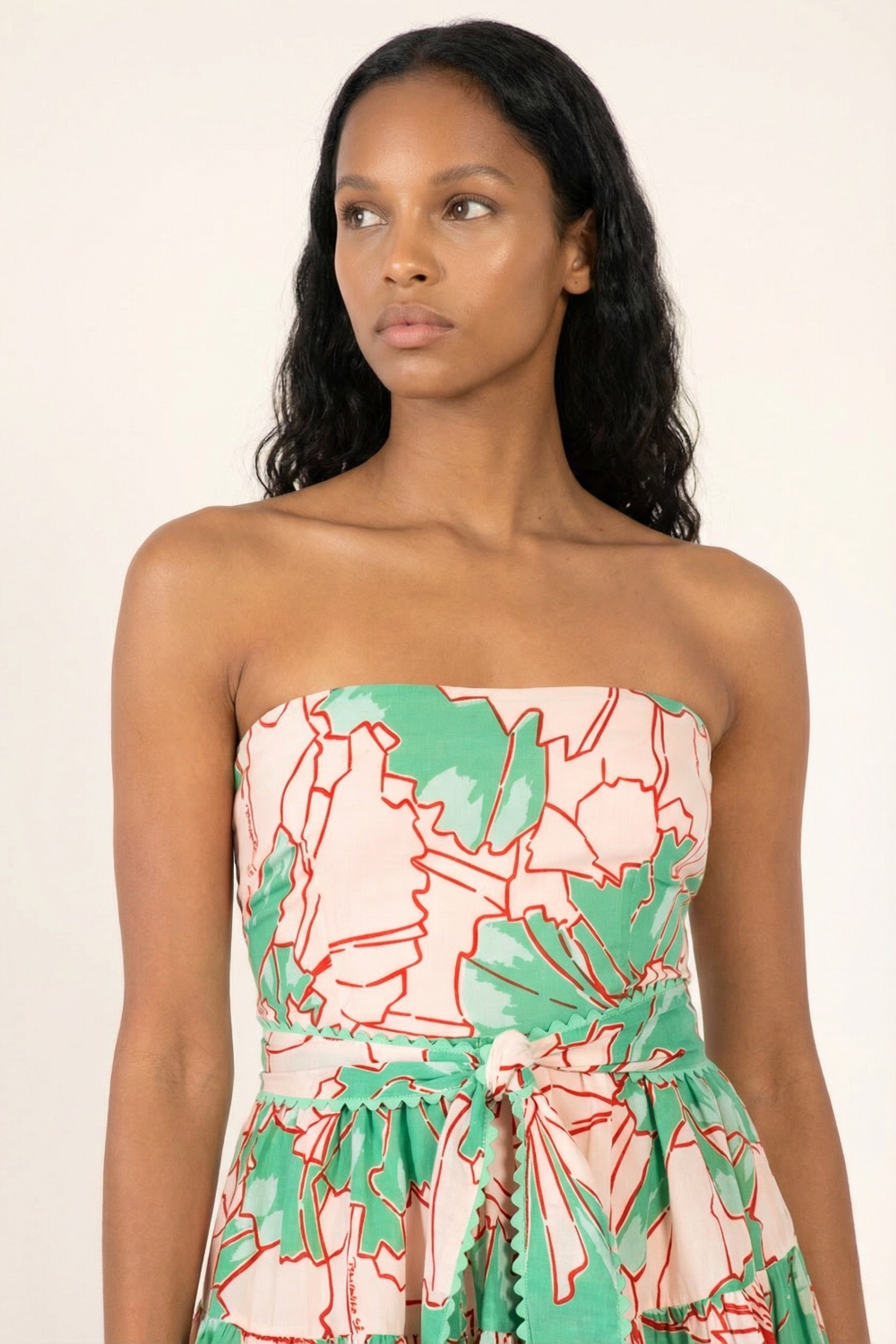 Bandeau Dress Christine - Green Petal - Poupette St Barth