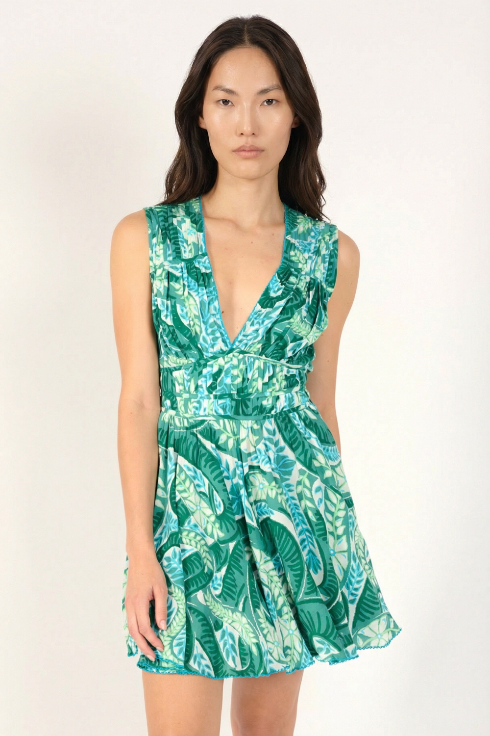 green snake print mini dress Dianora Embellished Cowl Neck A-line Mini Dress in Green Snake