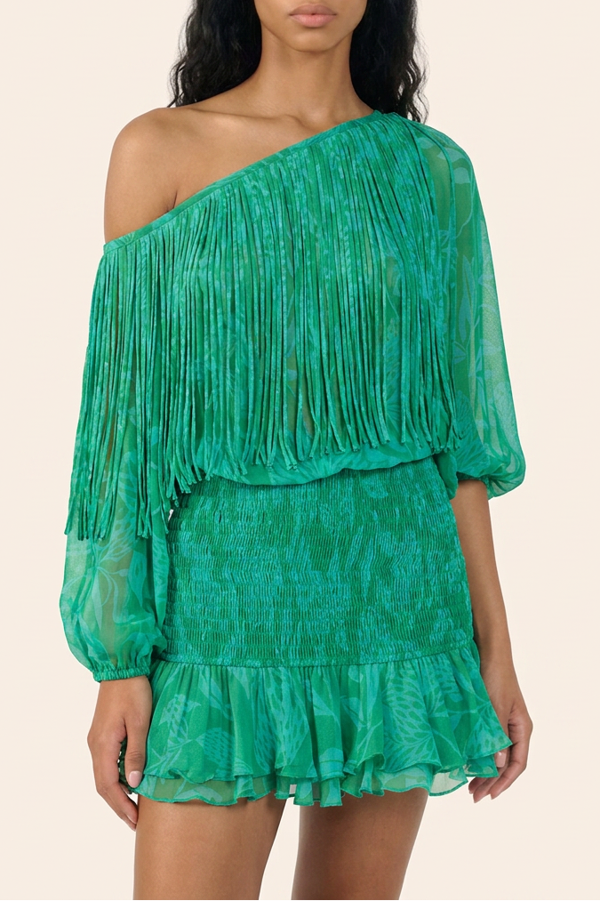 Mini Dress Clementine - Mint Macro Stelis — Poupette St Barth