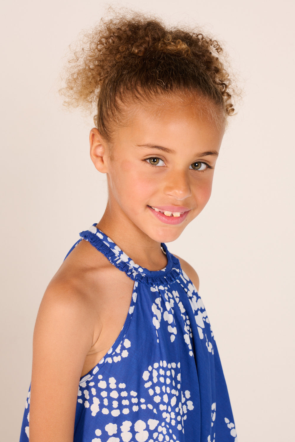 Mini Dress Cleo for girls - Blue Austral - Poupette St Barth