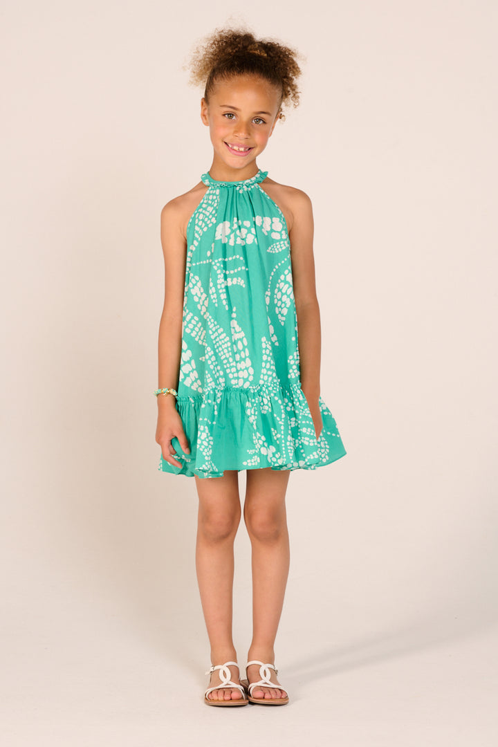 Mini Dress Cleo for girls - Mint Austral - Poupette St Barth