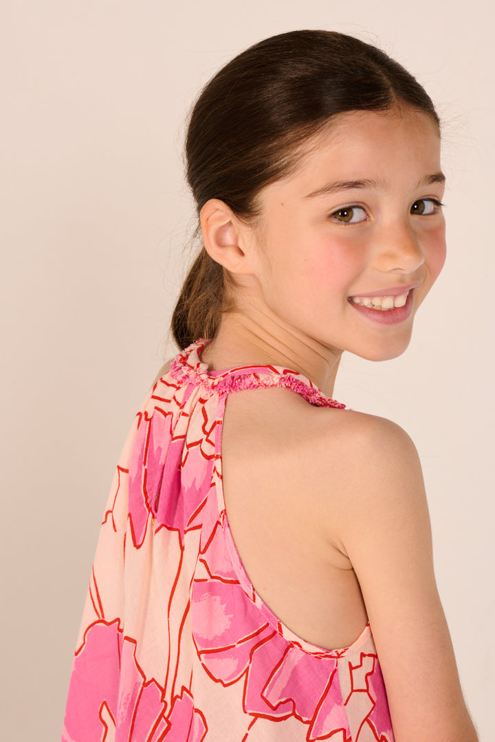 Mini Dress Cleo for girls - Pink Petal - Poupette St Barth