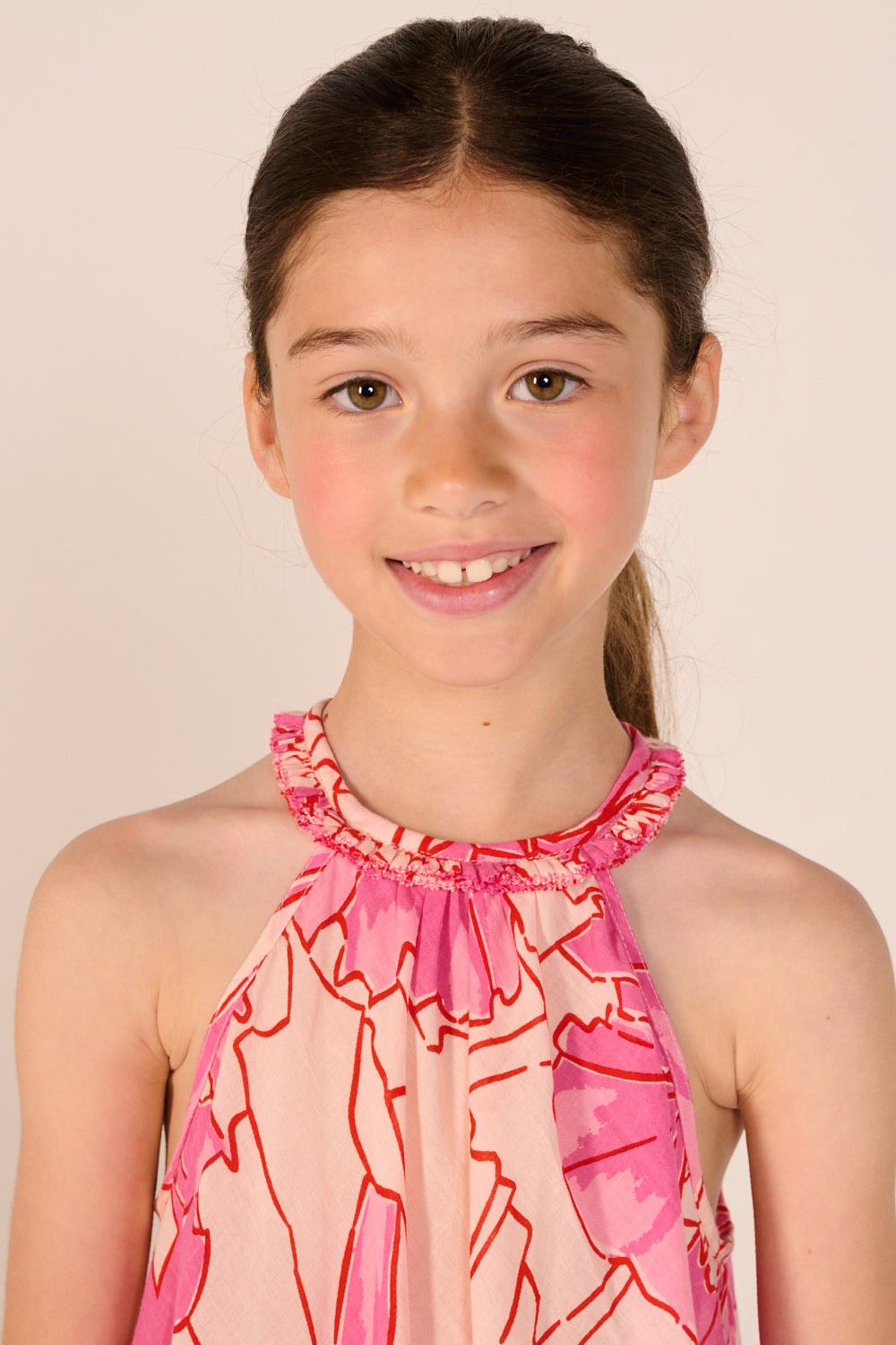 Mini Dress Cleo for girls - Pink Petal - Poupette St Barth