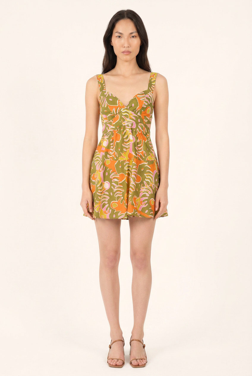 Robe Courte Coco - Green Geo Afro