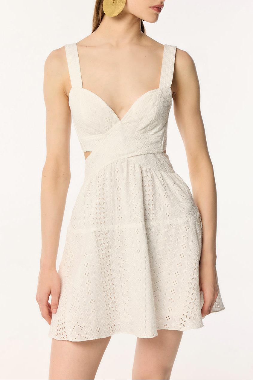 Mini Dress Coco - Natural White | Spring Collection | Poupette St Barth L / Natural White / COTTON EYELET PLAIN Mini Dress Coco - Natural White | Spring Collection | Poupette St Barth L / Natural White / COTTON EYELET PLAIN