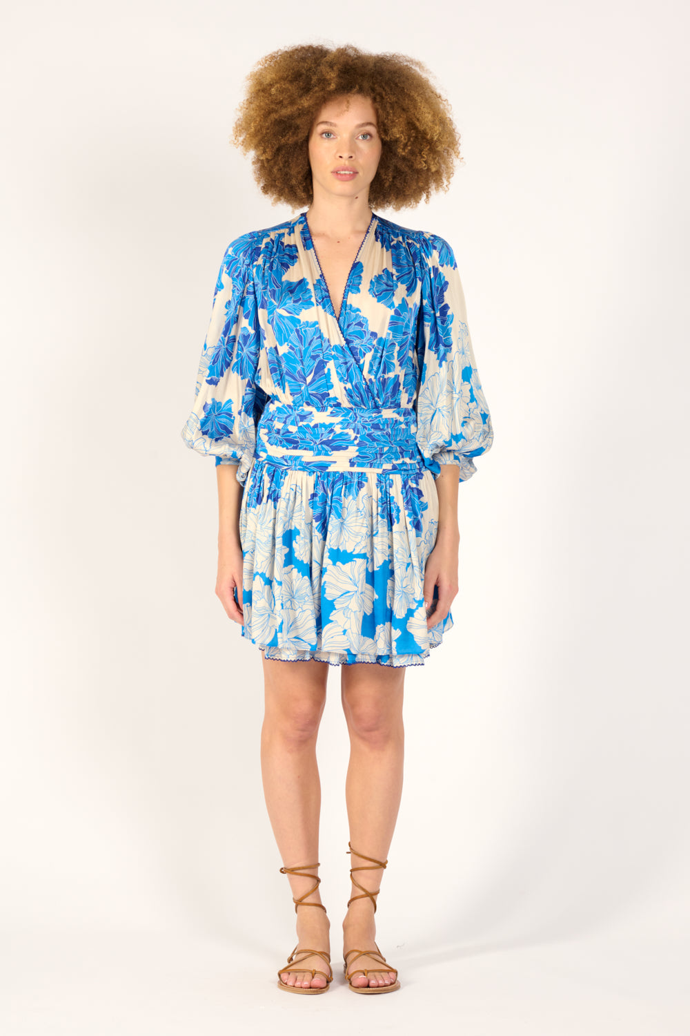 Mini Dress Colleen - Blue Flower Bunch