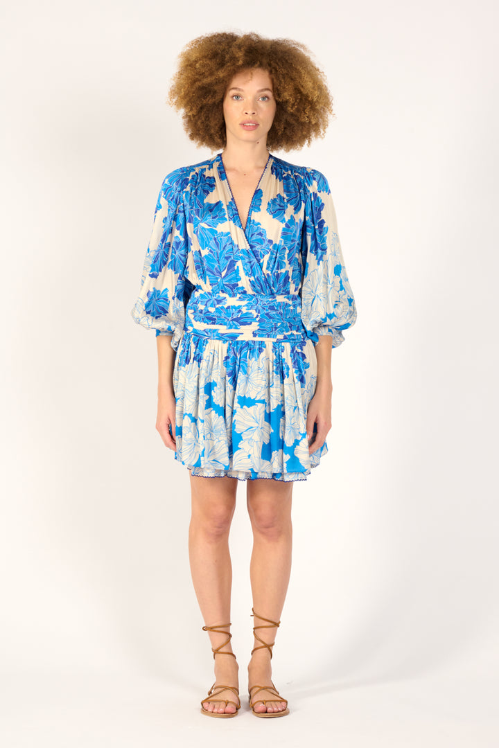Mini Dress Colleen - Blue Flower Bunch